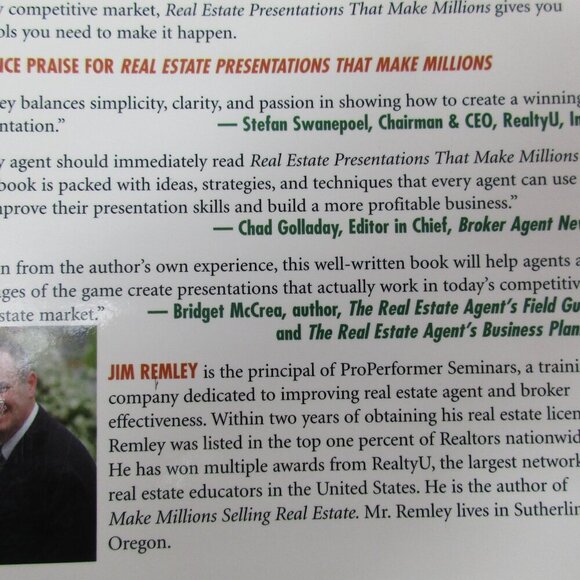 Real Estate Presentations That Make Millions by Jim Remley (Paperback, 2007) - Picture 5 of 7
